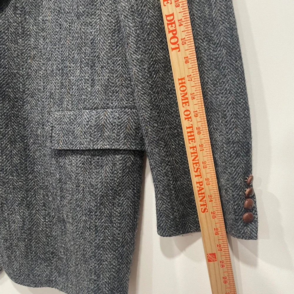 Harris Tweed Learbury Mens Herringbone Blazer Jacket 44 Long‎ Scottish Wool